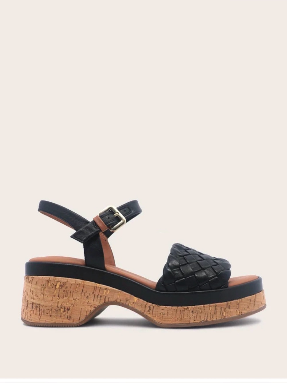 GENTLE SOULS - DORRIS WOVEN LEATHER CORK PLATFORM SANDAL